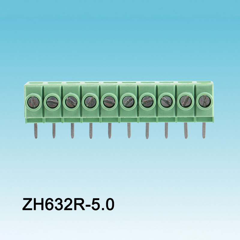 ขั้วต่อสกรู PCB ซ็อกเก็ตงอสีเขียว